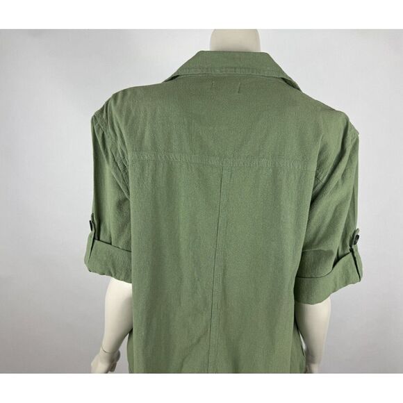 FRAME Cotton Jacket With Oversized Pockets Women M EUC Short Sleeve V-Neck - Picture 9 of 12